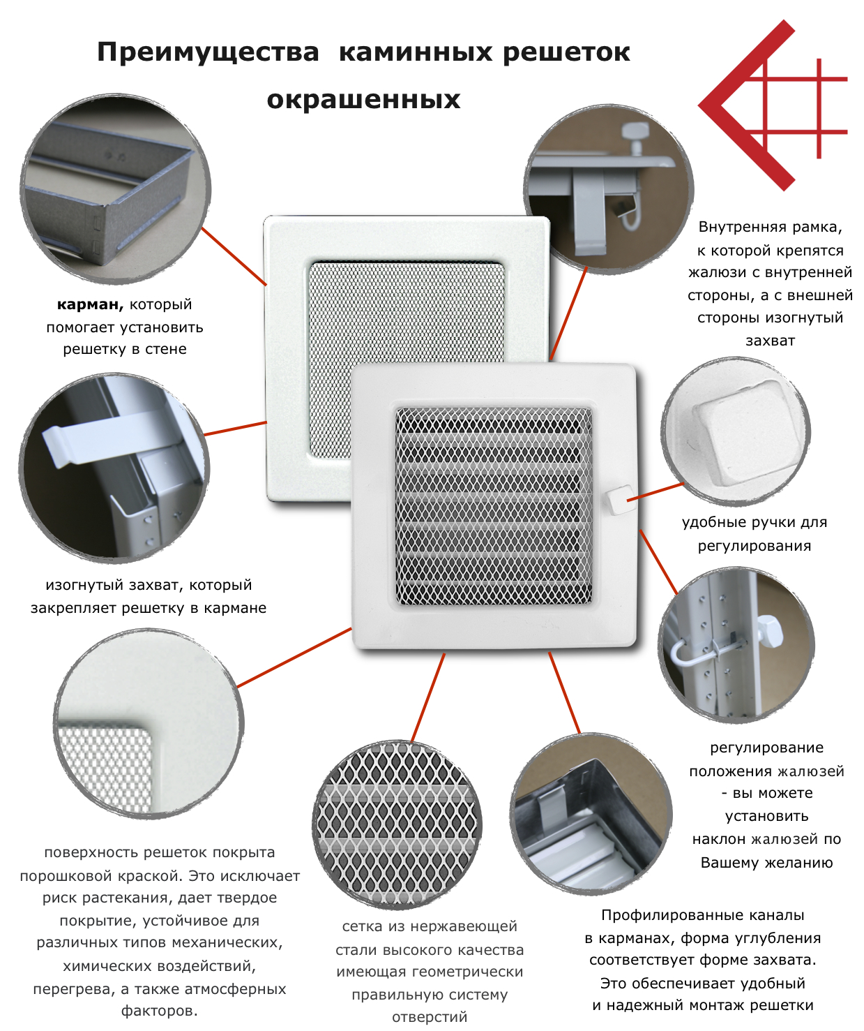 Решётка каминная вентиляционная Kratki Чёрно-серебряная 17 × 30 см