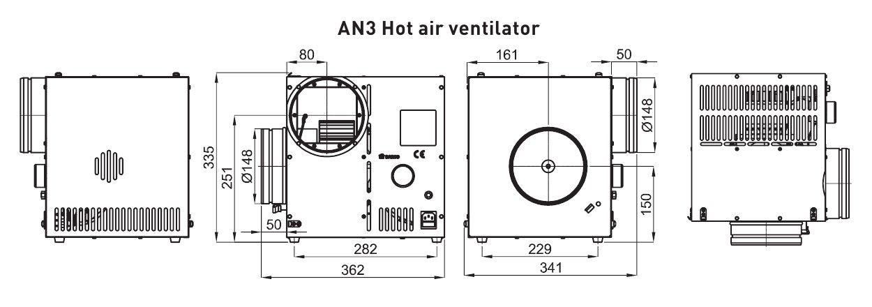 Размеры вентилятора Darco AN3
