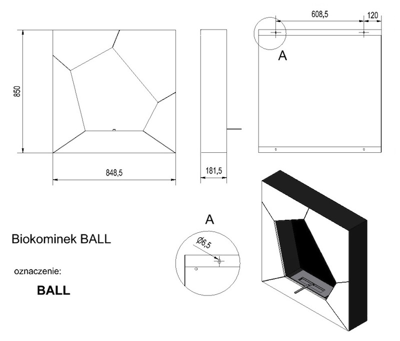 размеры биокамина Kratki Ball