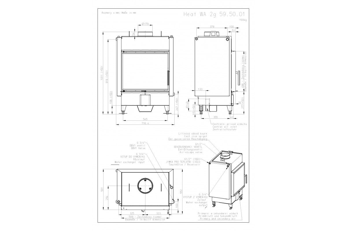 Размеры топки Romotop KV Heat W 2G 59.50.01