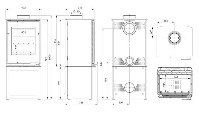 Размеры печи Kawmet Harita S15i S-Box Decor Eco Размеры печи Kawmet Harita S15i S-Box Decor Eco
