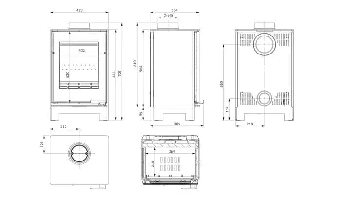 Размеры печи Kawmet Harita S15v Basic Decor Eco Размеры печи Kawmet Harita S15v Basic Decor Eco