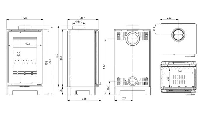 Размеры печи Kawmet Venus S16 Basic Decor Eco Размеры печи Kawmet Venus S16 Basic Decor Eco