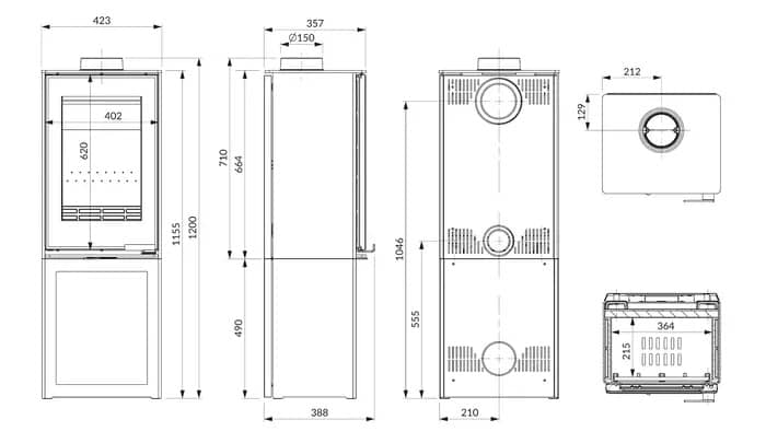 Размеры печи Kawmet Venus S16 L-Box Decor Eco Размеры печи Kawmet Venus S16 L-Box Decor Eco