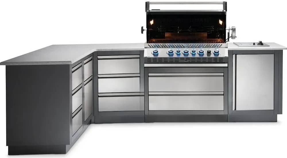 Уличная кухня Napoleon Oasis 300 с грилем Bipro 665 с открытой крышкой Уличная кухня Napoleon Oasis 300 с грилем Bipro 665 с открытой крышкой